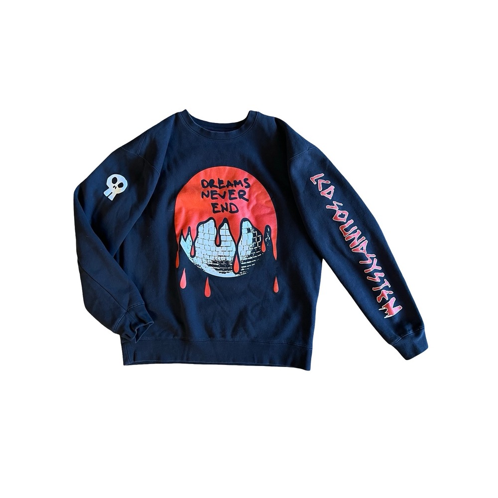 LCD Soundsystem Dreams Never End Black Crewneck Sz L Sweatshirt Band Tour Merch